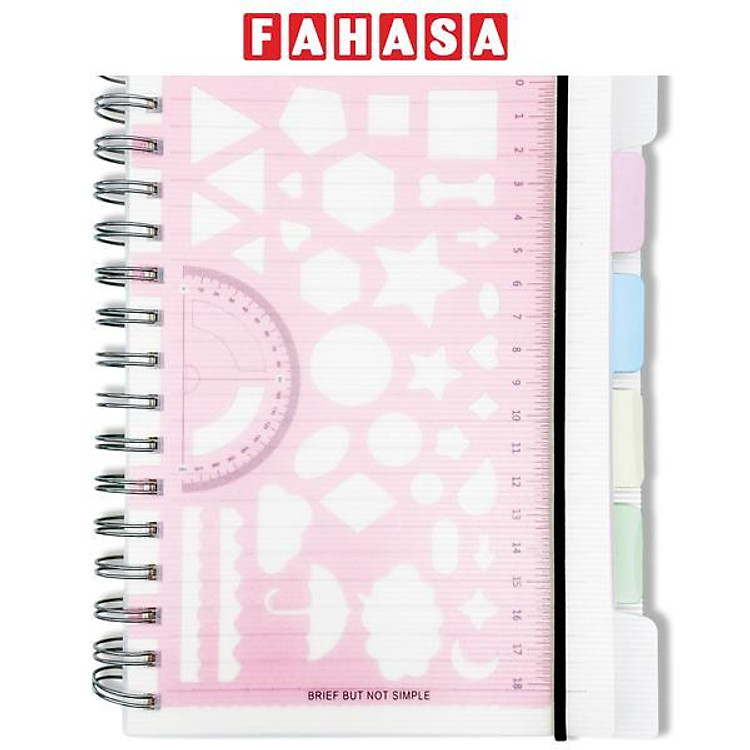 Sổ Lò Xo Kèm Thước Khuôn Đa Năng - Kẻ Ngang - 240 Trang - Jingu Stationery 5435 - Màu Hồng