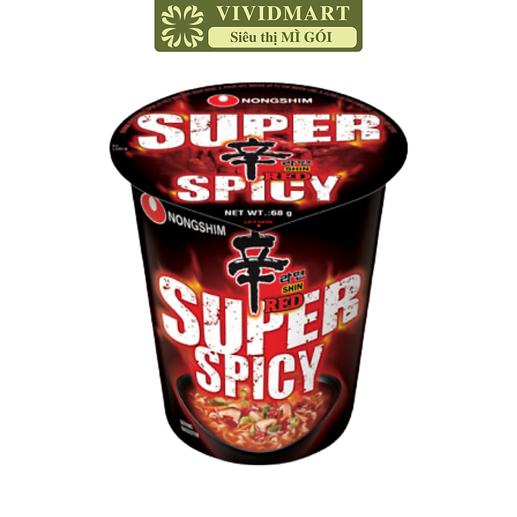 NONGSHIM - Mì ly Nongshim Shin Red Siêu cay, Mì ly Siêu cay Shin Red Nongshim, Mì Shin Red Nongshim ly (68g/ly)