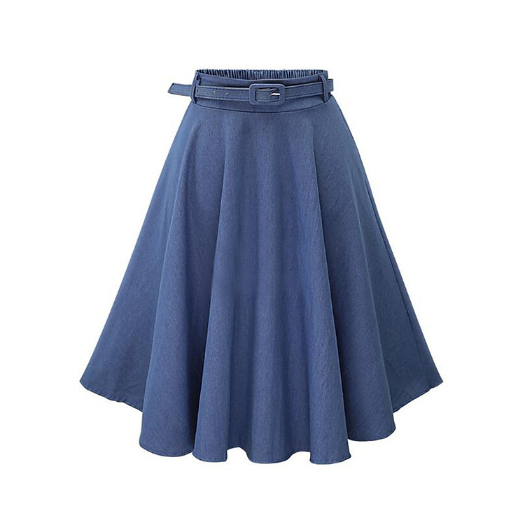 Chân váy xòe chữ A Denim kèm dây đai cao cấp free size mẫu bán chạy VAY10