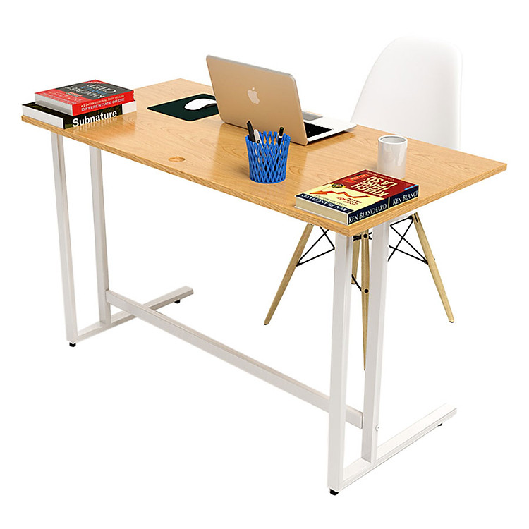 Bộ Bàn Oak-U Vân Gỗ Sồi Chân Trắng Và Ghế Eames Chân Gỗ Trắng IBIE TOOAUO12W-EAMSW