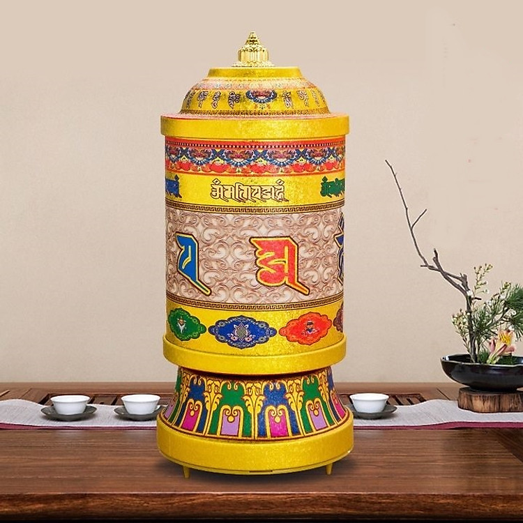 Kinh luân quay tự động bằng điện - Bánh xe cầu nguyện có 41 bài hát có sẵn cao 30cm