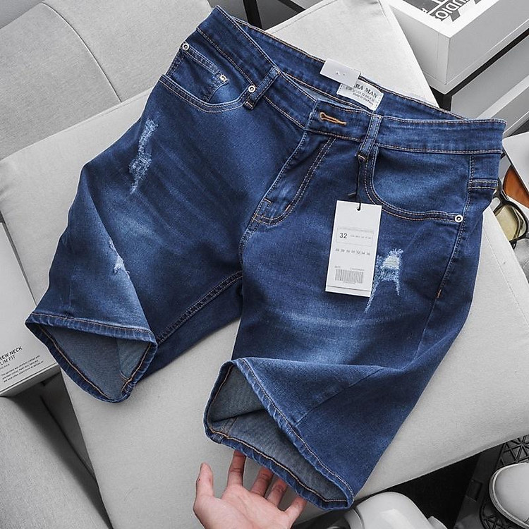 Quần short jean lửng nam bigsize màu trơn co giãn xuất xịn