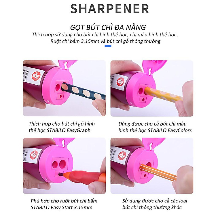 Chuốt bút chì STABILO EASYgraph PSE4502R (màu xanh lá đậm) - Ảnh 2