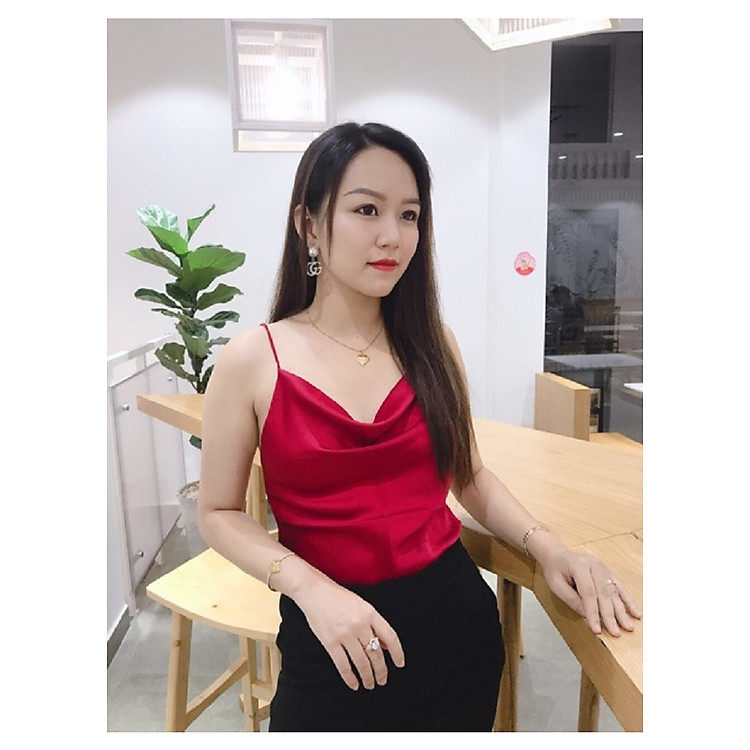 Áo hai dây nữ chất lụa- đỏ