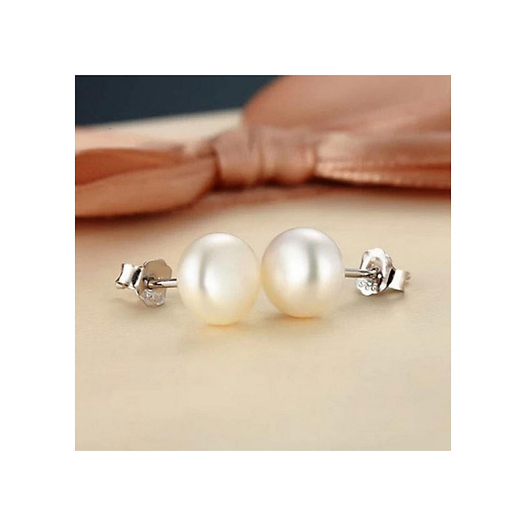 Bông tai nữ Bạc Quang Thản kiểu khuyên tai ngọc trai nhân tạo chốt đeo sát tai chắc chắn chất liệu bạc thật không xi mạ – QTBT32