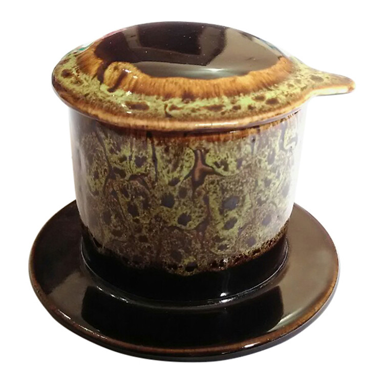 Quà Tặng Phin Cà Phê - Gốm Sứ Bát Tràng - P07V - Màu Vàng Gấm