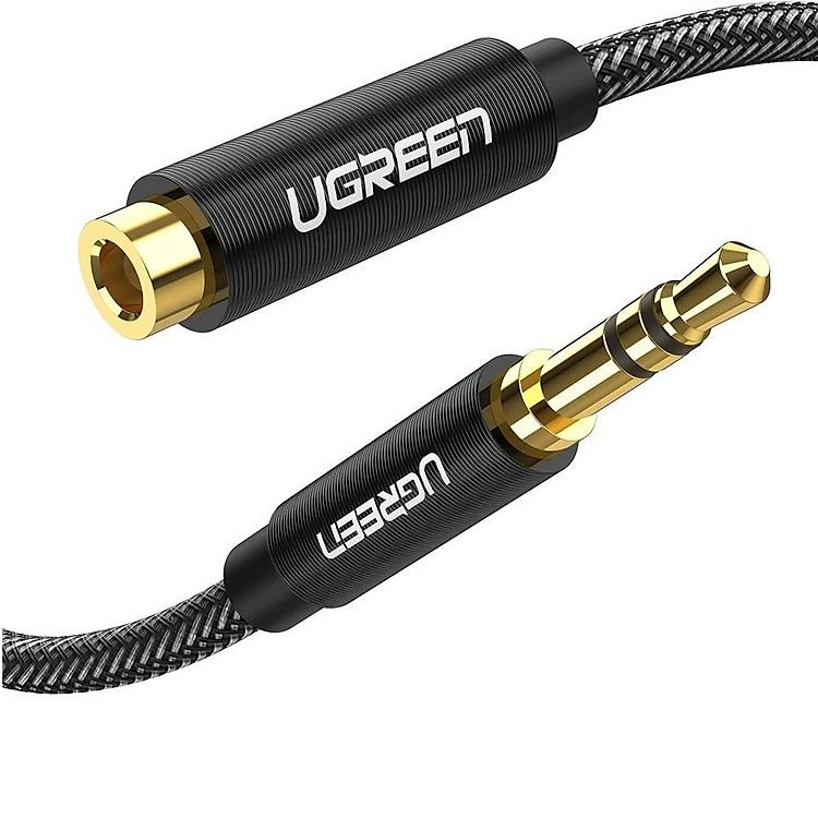 Ugreen 60221 2M 3.5mm nối dài đầu nhôm Cáp âm thanh màu đen AV118 Hàng Chính Hãng