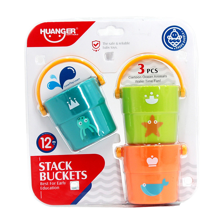Đồ chơi nhà tắm xô nước Huanger HE0230 (3 xô nước)