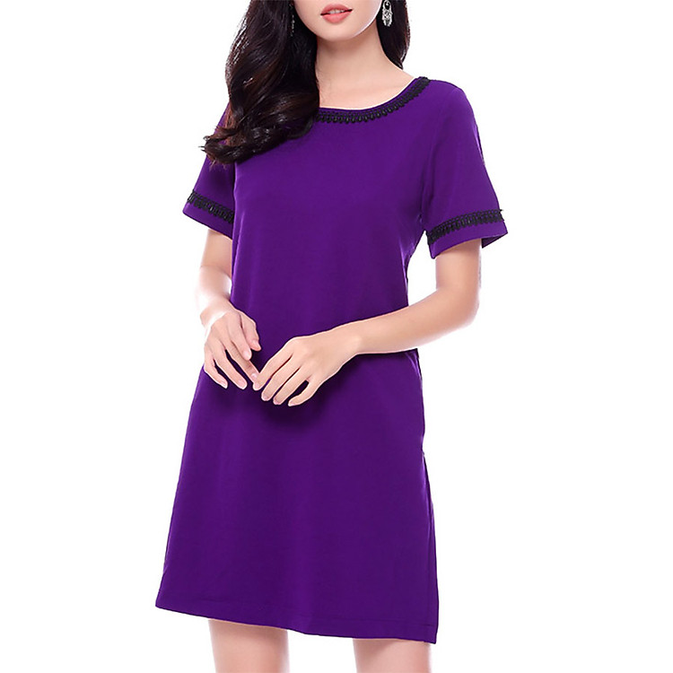 Đầm Suông Viền Ren An Thủy 622 - Tím