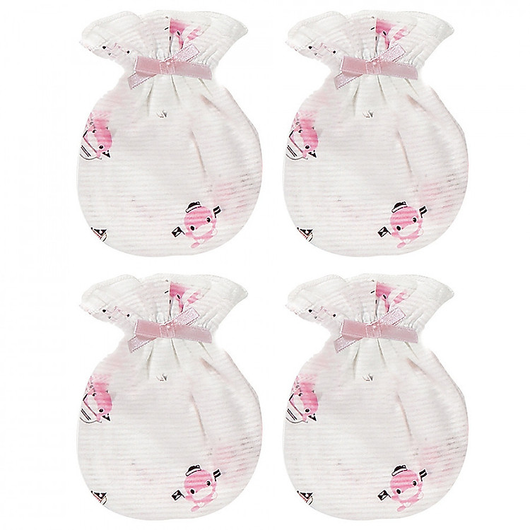 Bao tay sơ sinh Kuku màu hồng ( set 2 cặp ) - KU2306H