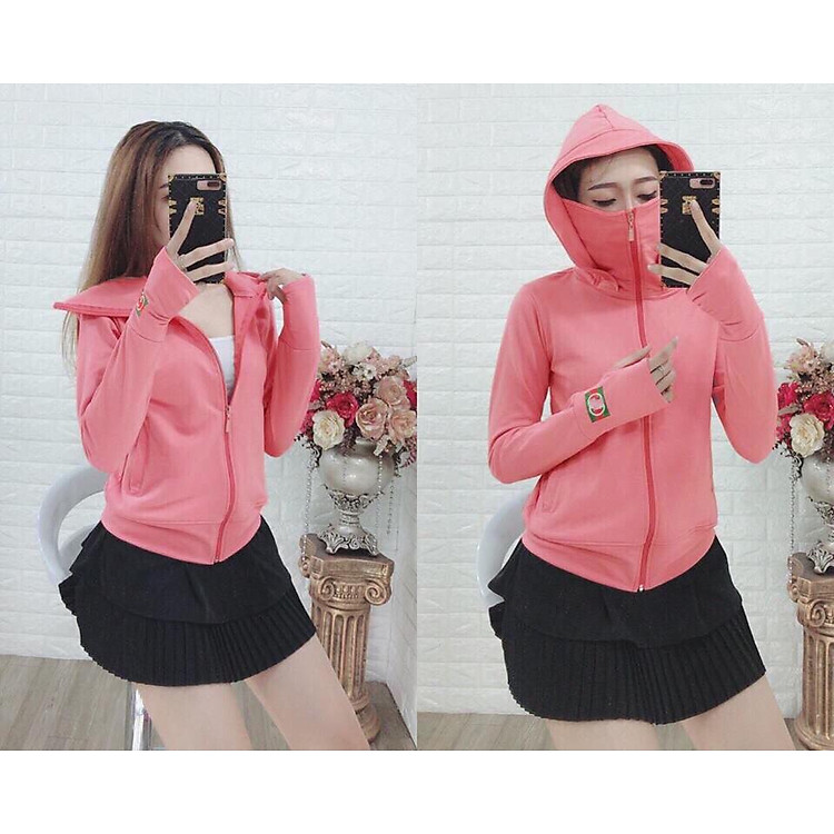 Áo khoác chống nắng nữ nỉ da cá CX01-Hồng