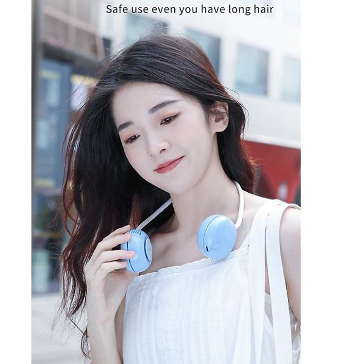 Quạt mini đeo cổ không cánh Rockspace sạc tích điện, dùng liên tục đến 5h có 3 chế độ gió, dung lượng 1.600mAh - Hàng chính hãng