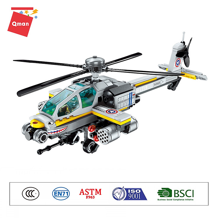 Đồ Chơi Lắp Ráp Qman 1719 - Trực Thăng Chính hãng Tiết kiệm - Hình ảnh 2