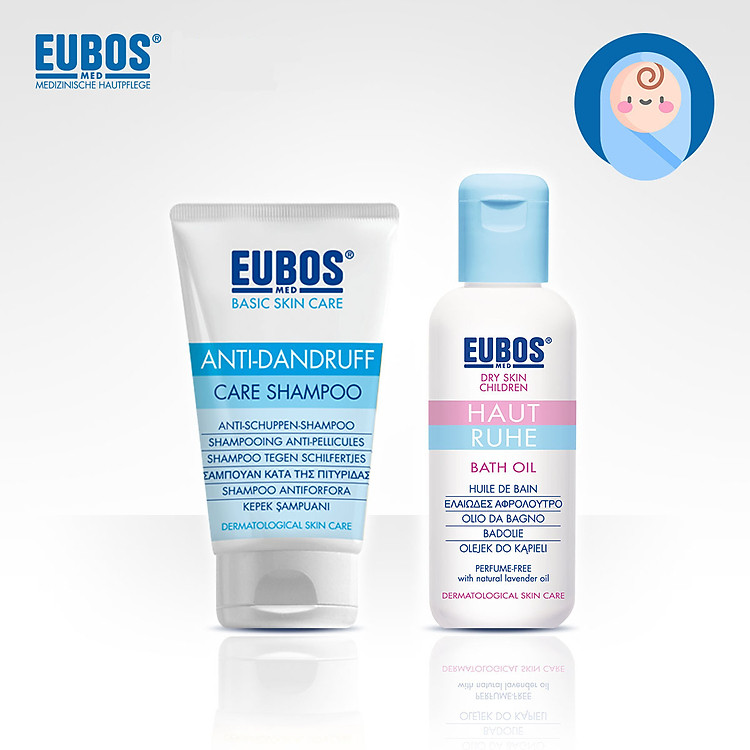 Combo dầu tắm dưỡng ẩm cho bé EUBOS 125ml và dầu gội ngừa gàu cho mẹ EUBOS 150ml