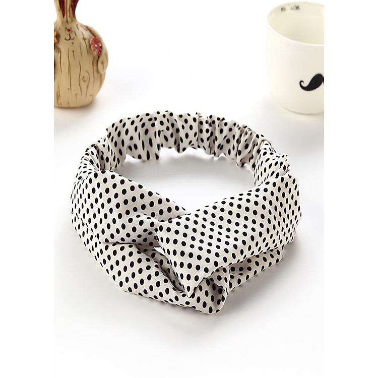 Băng đô turban vải kiểu chấm bi tiểu thư