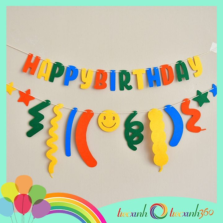 Phụ Kiện Trang Trí Sinh Nhật Happy Birthday Confetti Vải Nỉ – M1