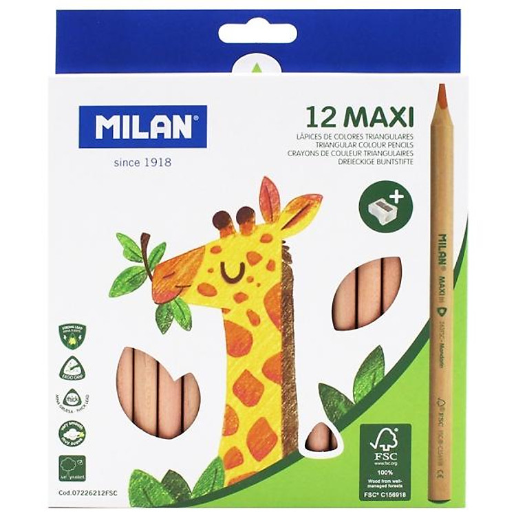 Hộp Bút Chì Màu Gỗ Tái Chế Milan Maxi (12 chiếc)