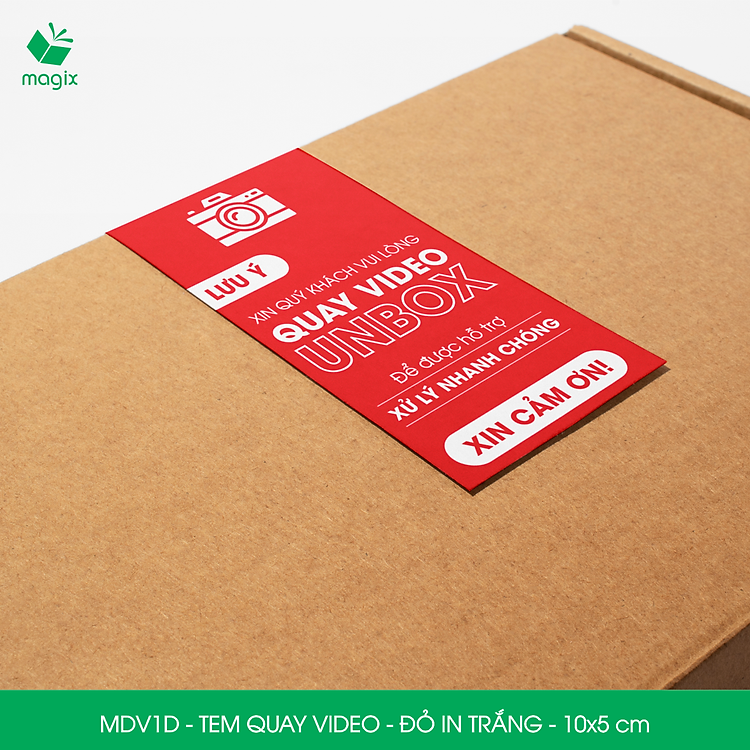 Tem chú ý quay video (100 cái) - Đỏ in trắng - 10x5 cm - Ảnh 2