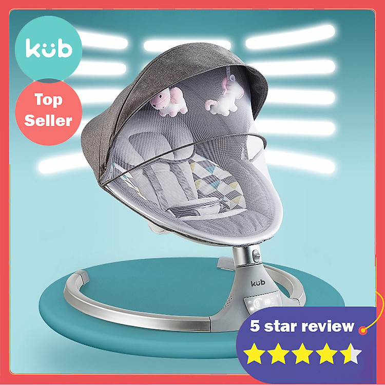 Nôi Rung Điện Tự Động Cho Bé - KUB - Model Mới 2019, Màn Hình Cảm Ứng LED, Phát Nhạc Qua Điện Thoại Bằng Bluetooth, Điều Khiển Từ Xa