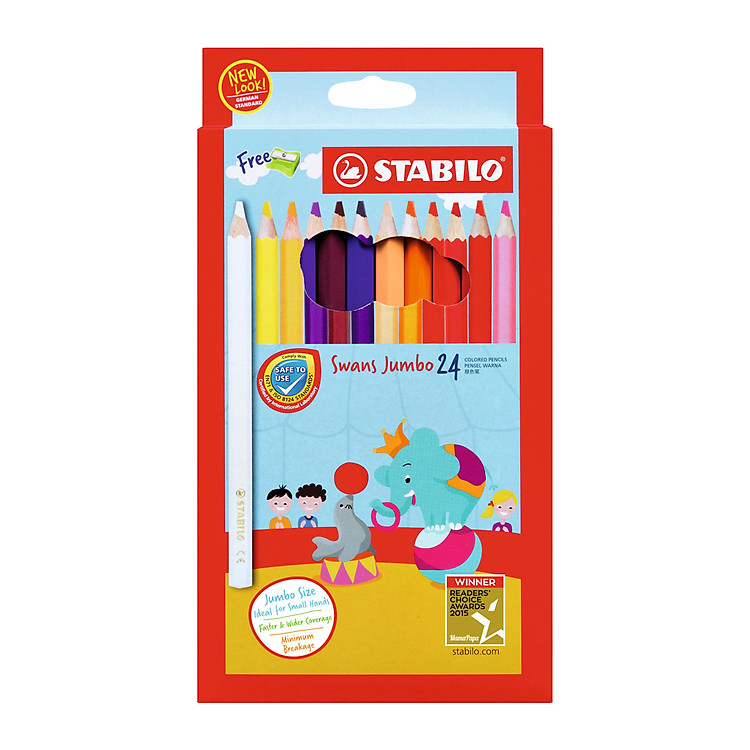 Bộ Bút Chì Màu STABILO Swans Jumbo (24 cây)