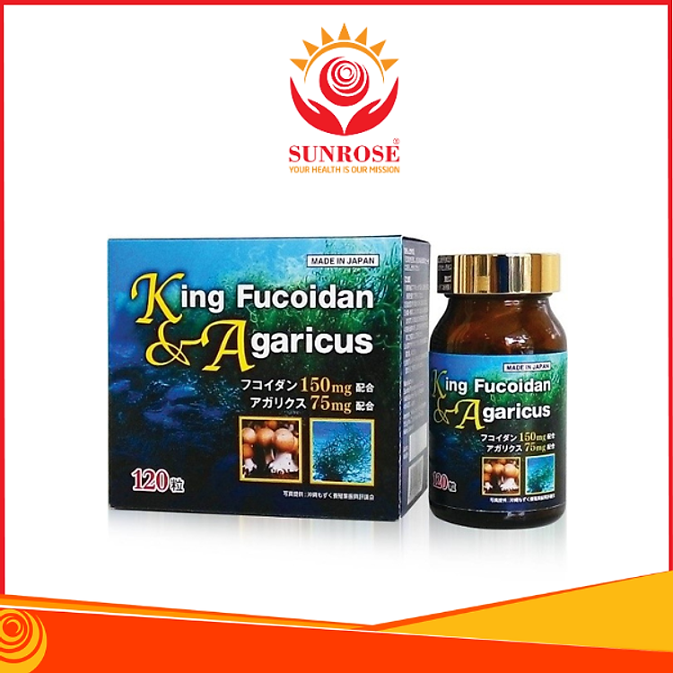KING FUCOIDAN & AGARICUS viên uống Tpbvsk - Tăng Hệ Miễn Dịch, Đẩy Lùi Ung Thư, Chuẩn Nhật Bản, Hộp/120 Viên