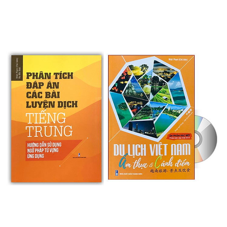 Combo 2 sách Phân tích đáp án các bài luyện dịch Tiếng Trung và Du lịch Việt Nam Ẩm thực và cảnh điểm (in màu, có audio nghe, giấy ảnh c2) + DVD tài liệu