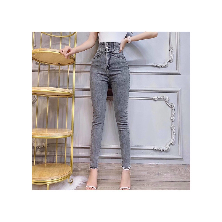 Quần jean nữ lưng cao Julido, chất jean cotton co dãn tôn dáng phụ nữ eo thon mẫu QQS12