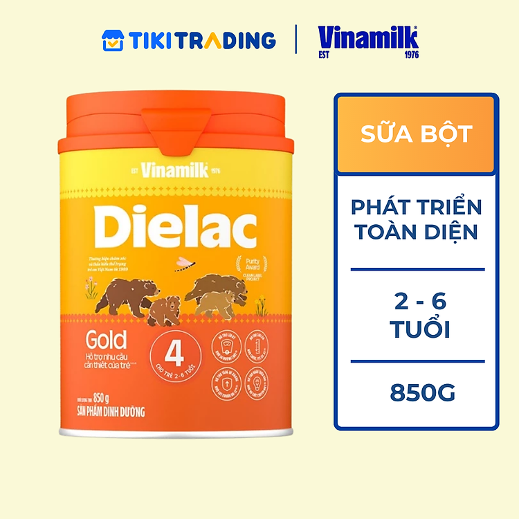 Sữa bột Vinamilk Dielac Alpha Gold 4 850g (cho trẻ từ 2- 6 tuổi)