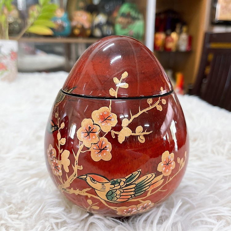 Hủ trứng sơn mài cao cấp (Size S: D9xH12 cm) - Ảnh 7