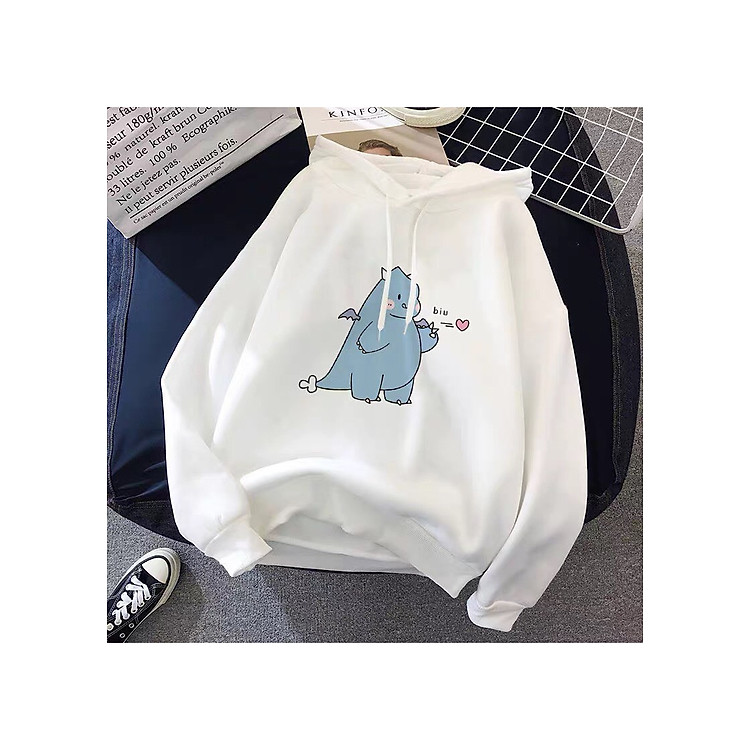 Áo nữ, kiểu dáng hoodie, chất liệu nỉ, freesize dưới 55kg 1m60, nhiều màu họa tiết khủng long béo, hàng chất lượng