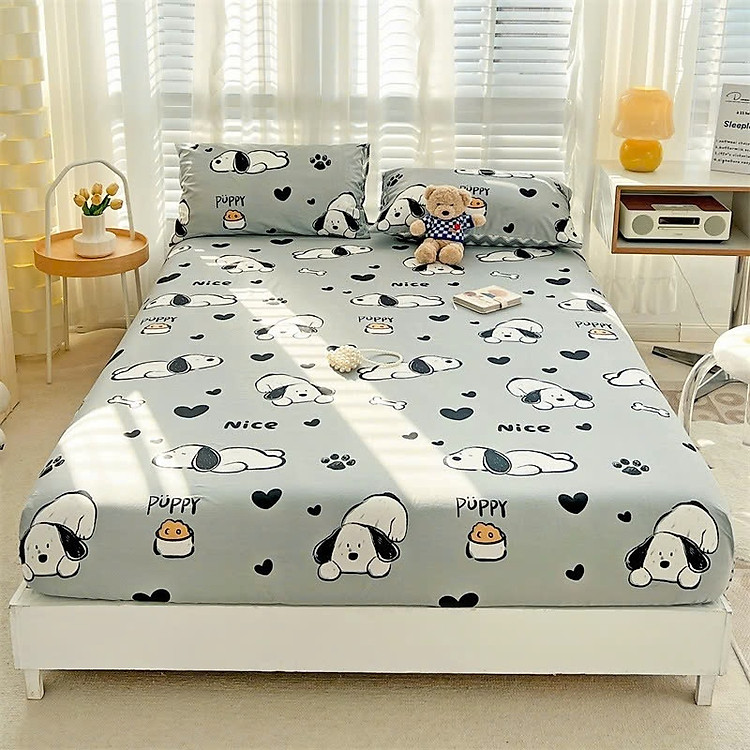 Bộ ga giường cotton hàn LIDACO cotton 100% mềm mát , thấm hút tuyệt đối đủ mọi size nệm