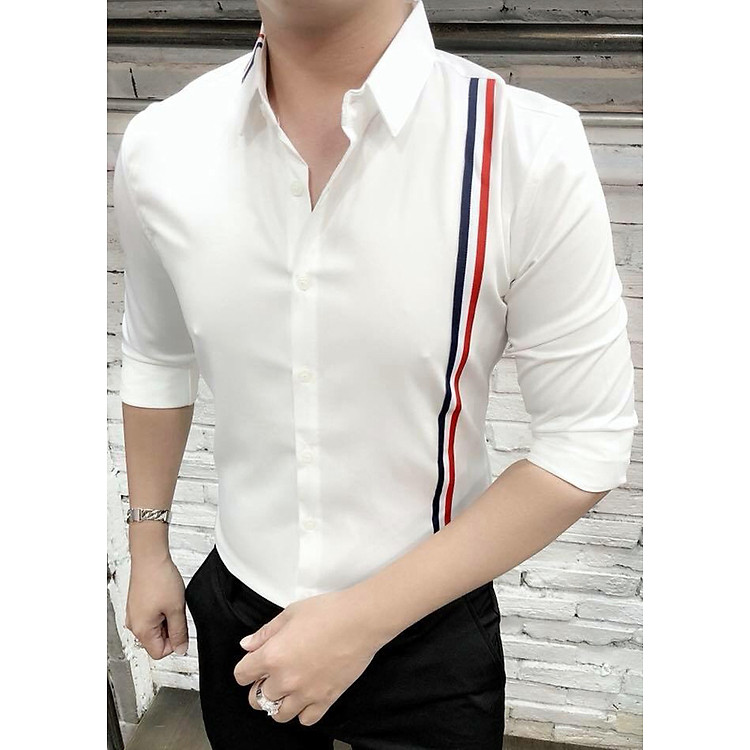 Áo Sơmi Lụa Nam Họa Tiết Sọc Thời Trang - TC03529