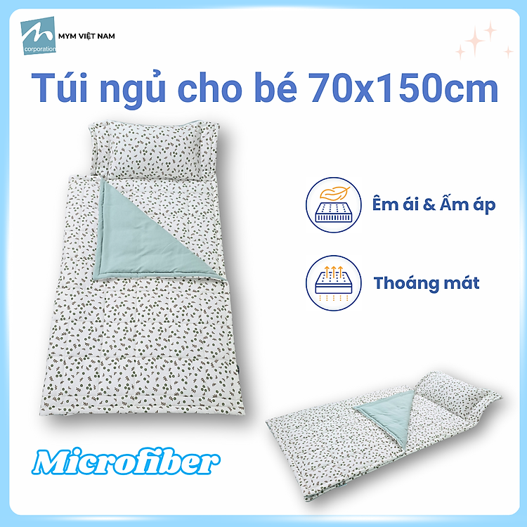 Túi ngủ cho bé MYM kích thước 70x150cm chất liệu vải Microfiber nhung
