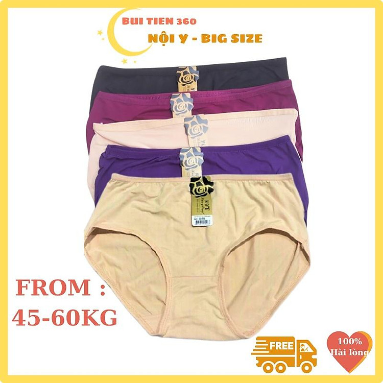 Quần lót nữ cạp cao 3378 màu trơn from rộng 2XL Cho người 50kg 60kg chất co dãn tốt