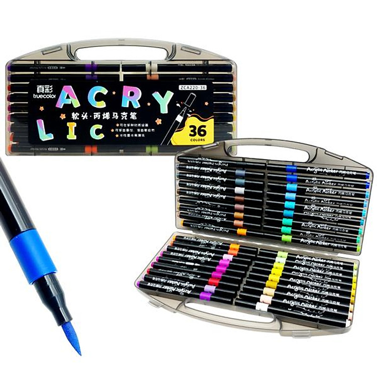 Hộp 36 Bút Lông Màu Acrylic Marker Truecolor ZCA220_36 - Ảnh 2