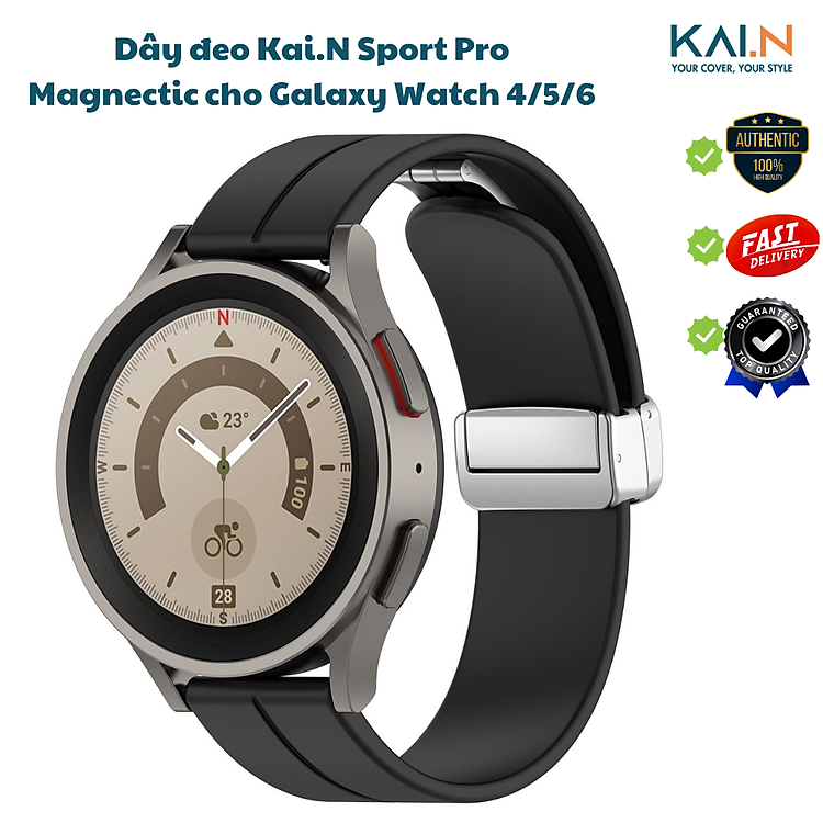 Dây Đeo Thay Thế Silicone Dành Cho Samsung Galaxy Watch 4/ Watch 5/ Watch 5 Pro/ Watch 6, Kai.N Sprot Pro Magnectic_ Hàng Chính Hãng