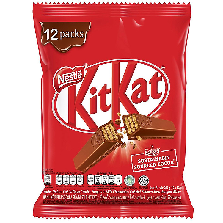 Túi 12 Thanh Socola KitKat 2F (Thanh 17g)