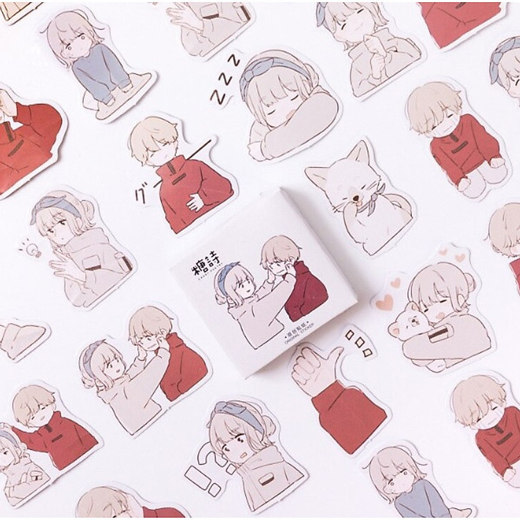 Hộp 45 Miếng Dán Sticker Trang Trí Nơi Tình Yêu Bắt Đầu