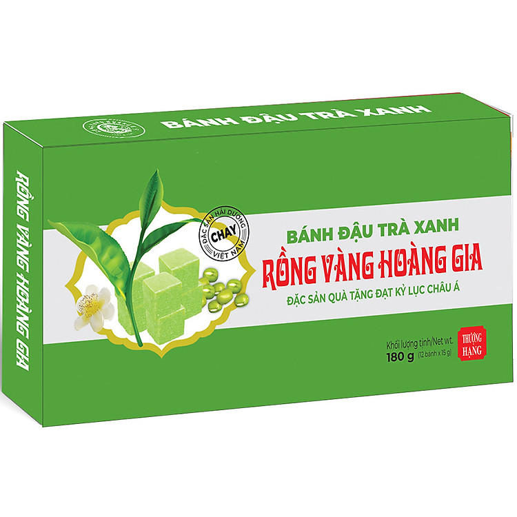 Bánh Đậu Xanh Rồng Vàng Hoàng Gia Trà Xanh (180g)