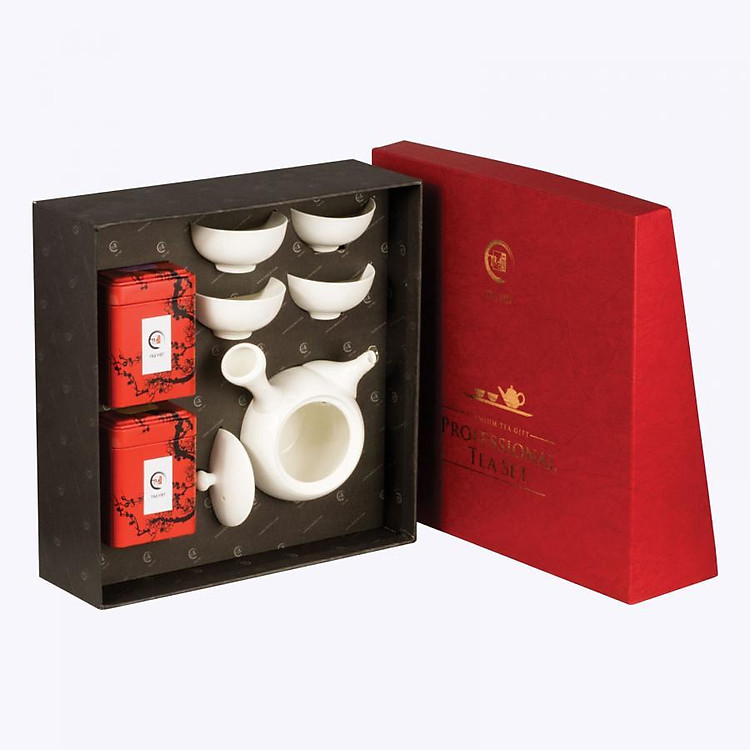 Bộ ấm trà sứ trắng tứ ẩm - Trà Sen, Trà Lài