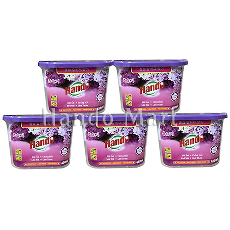 Combo 5 Hộp Hút Ẩm HANDO Khử Mùi Nấm Mốc Hương Lavender 450ml