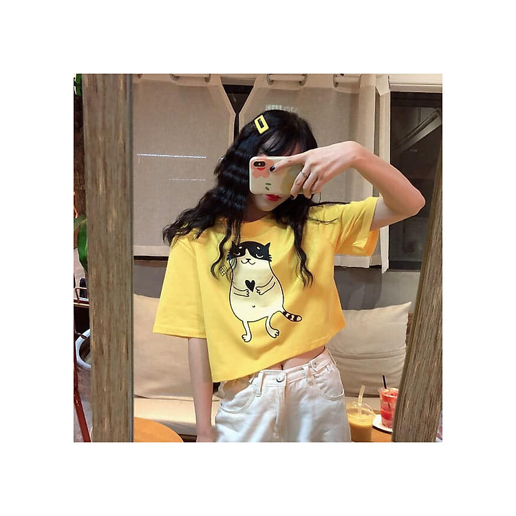 Áo croptop hoạ tiết mèo xinh