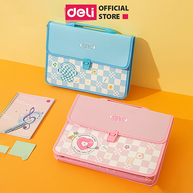 Cặp Nhựa Học Thêm Chống Nước A4 Deli CF556 – Xanh Dương