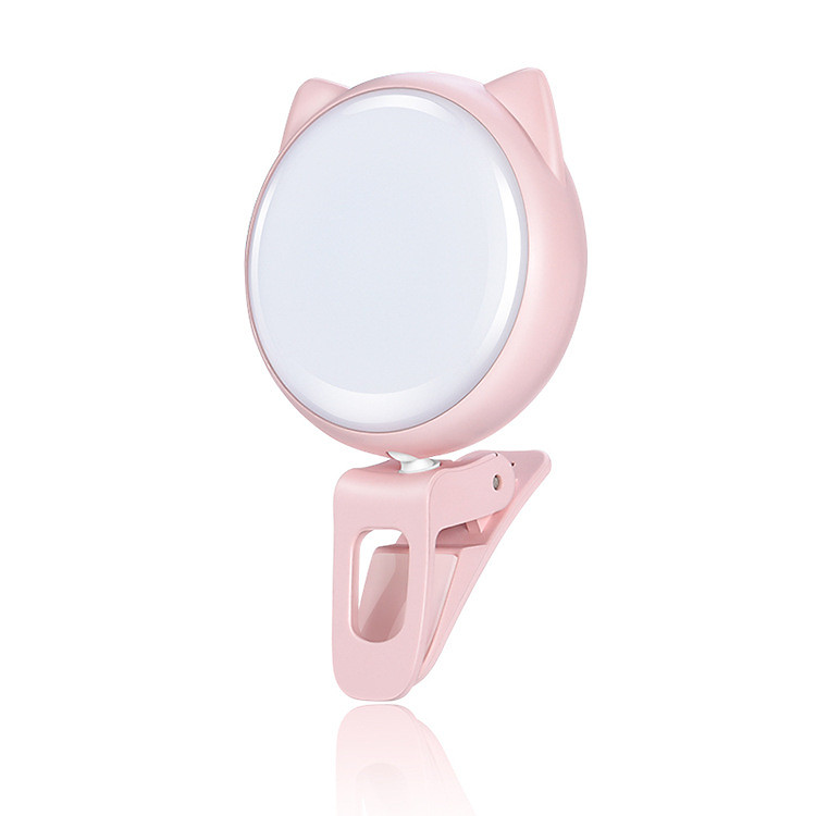 Đèn LED Selfie trợ sáng kẹp điện thoại 3 cấp độ tạo hiệu ứng ánh sáng chụp ảnh tự sướng, quay Tik Tok cực đẹp hình con mèo Jisulife BL02 (Hàng chính hãng)