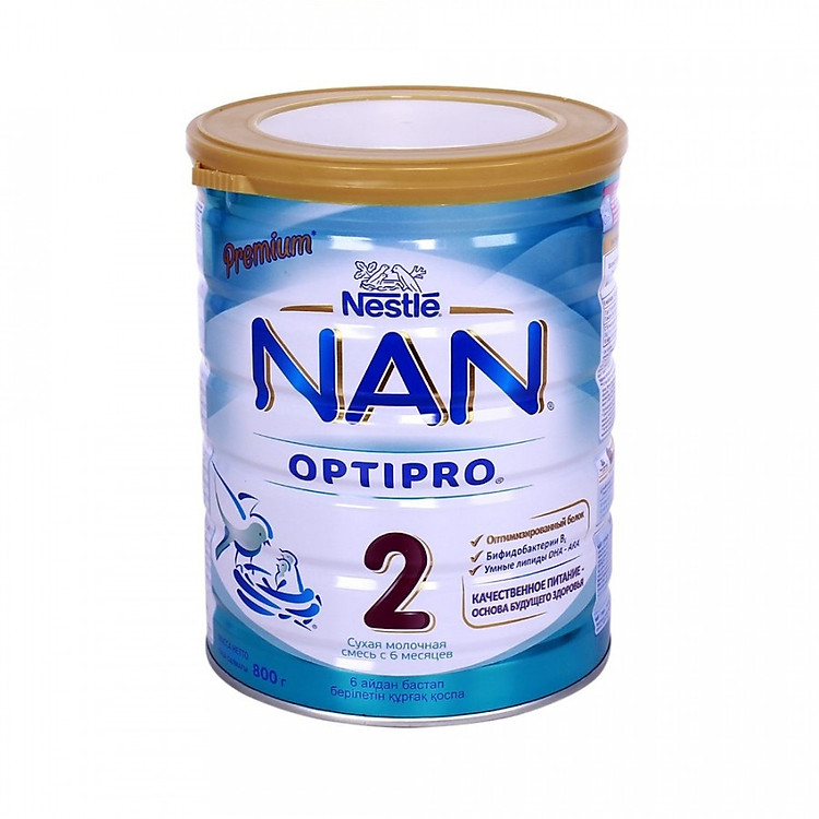 Sữa bột công thức Premium NAN Optipro Stages 2 cho bé từ 6 - 12 tháng tuổi (800g) - Nhập khẩu Nga