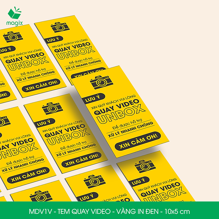 Tem Chú Ý Quay Video (10x5 cm, 500 chiếc) - Vàng In Đen - Ảnh 3