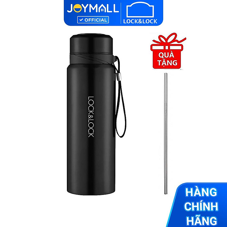 Bình Giữ Nhiệt 800ml Lock&Lock Vacuum Bottle LHC6180 - Hàng Chính Hãng, Bằng Thép Không Gỉ, Có Lưới Lọc Trà Bằng Inox, Mức Giữ Nhiệt Vượt Trội Tặng Kèm Ống Hút Inox