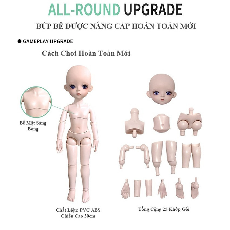 Búp Bê BJD 30cm Nâng Cấp Trẻ Em Chính hãng Tiết kiệm - Hình ảnh 2