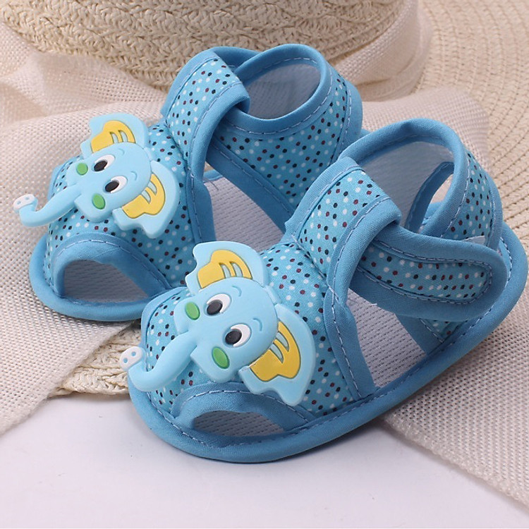 Giày sandal tập đi màu xanh cho bé hình voi con size 13