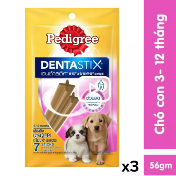 Bộ 3 bánh xương chó nhỏ Pedigree Dentastix 56g